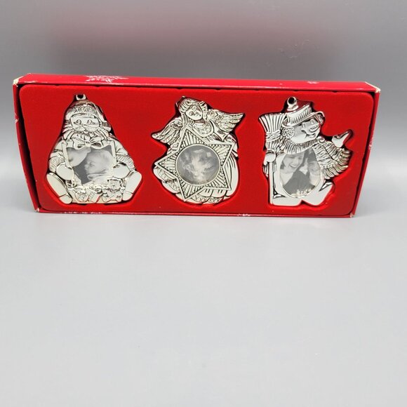 Gorham Set Of 3 Silver Plated Christmas Photo Frame Ornaments Holiday Decor - Picture 8 of 9
